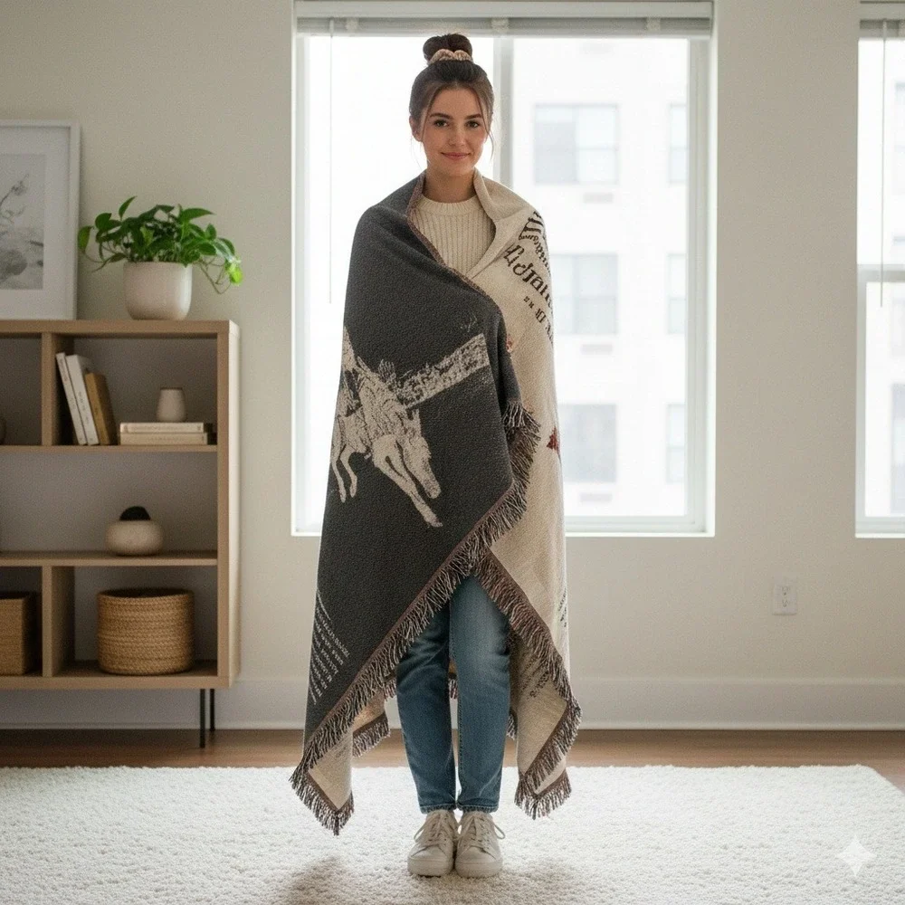 Western Times Cowboys Make Better Lovers Woven Throw Blanket‎ Fringe
